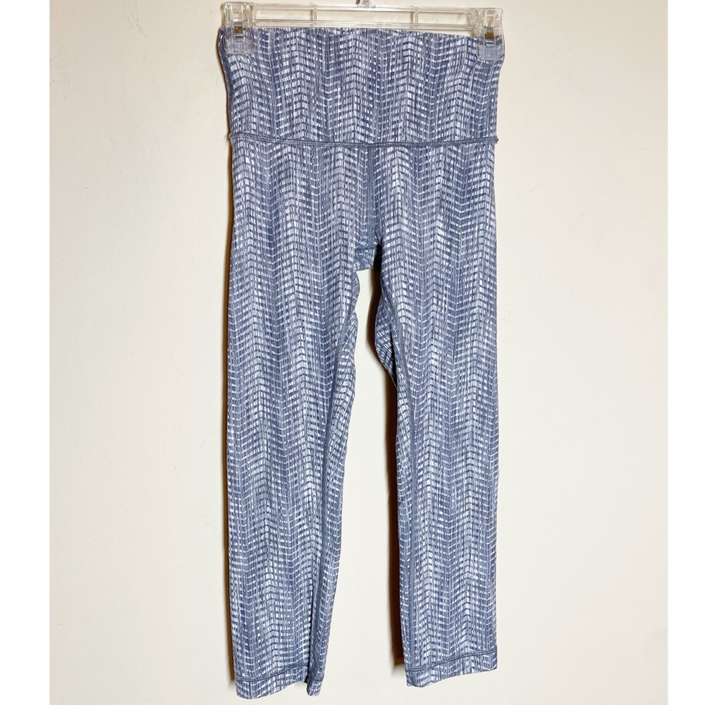 Lululemon Leggings Yoga Pants Athletic Gray Print High Rise Size‎ 4